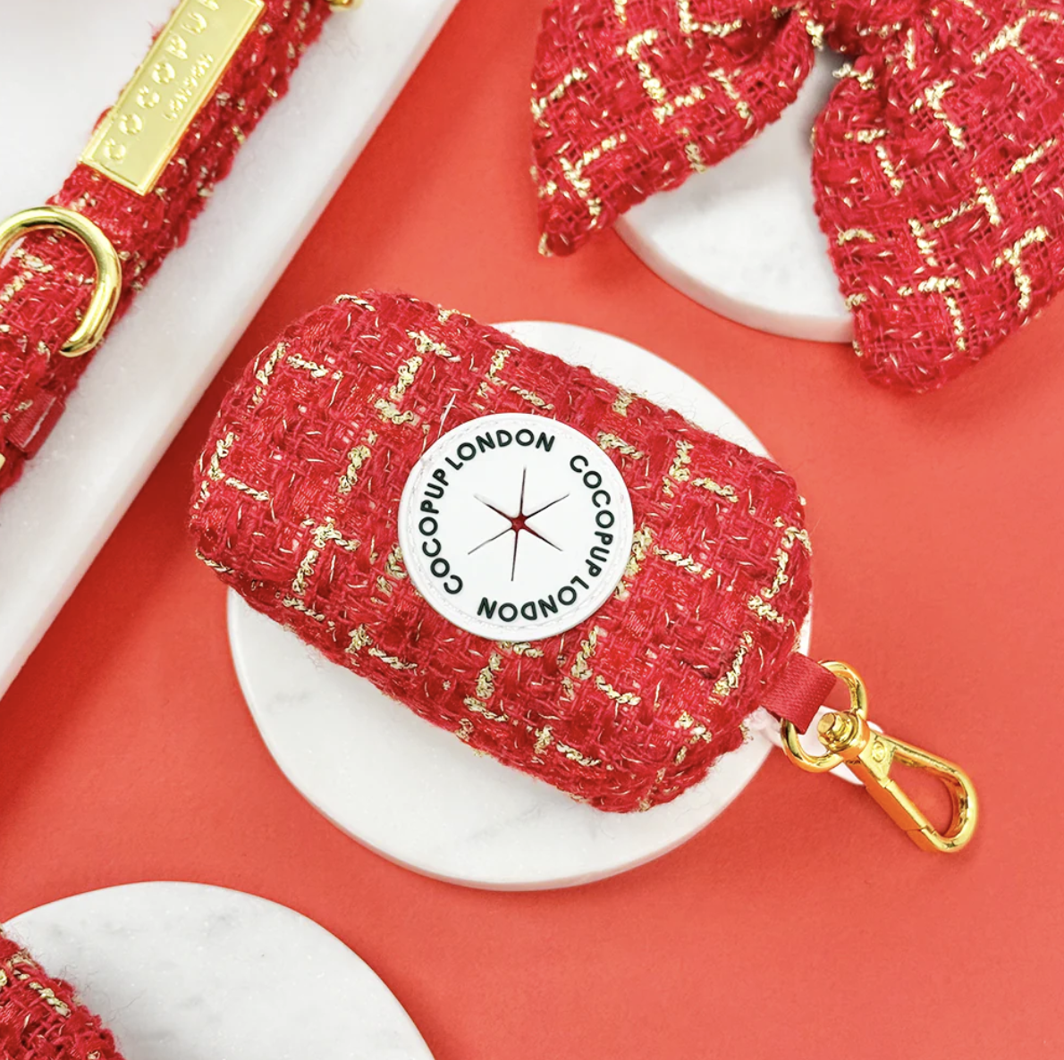 !!!Pouzdro na sáčky Cocopup - Tweed Red