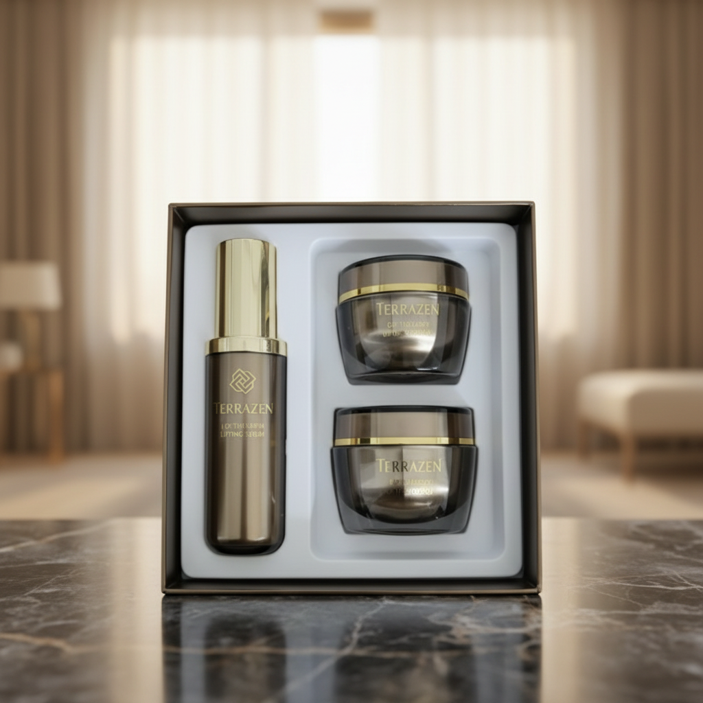 TERRAZEN - EGF THERAPY GIFT BOX - Luxusní dárková sada s EGF, Volufilinem a peptidy pro viditelný lifting a omlazení pleti 3 produkty