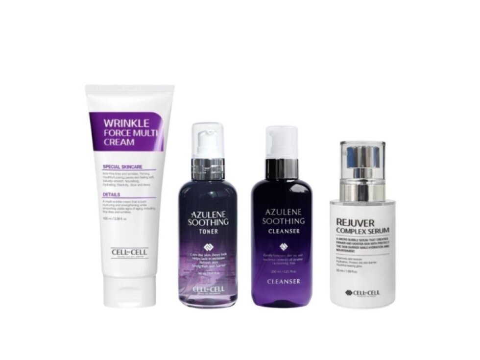 CELL BY CELL - ANTI-AGE SET AZULENE - Luxusní protivrásková sada s azulenem, peptidy a kolagenem 4 produkty