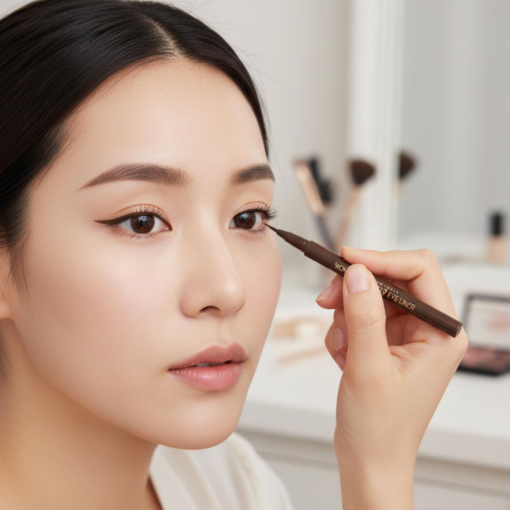 B.O.M Wonderproof Pen Eye Liner - Voděodolná oční linka v peru pro precizní a dlouhotrvající líčení HNĚDÁ