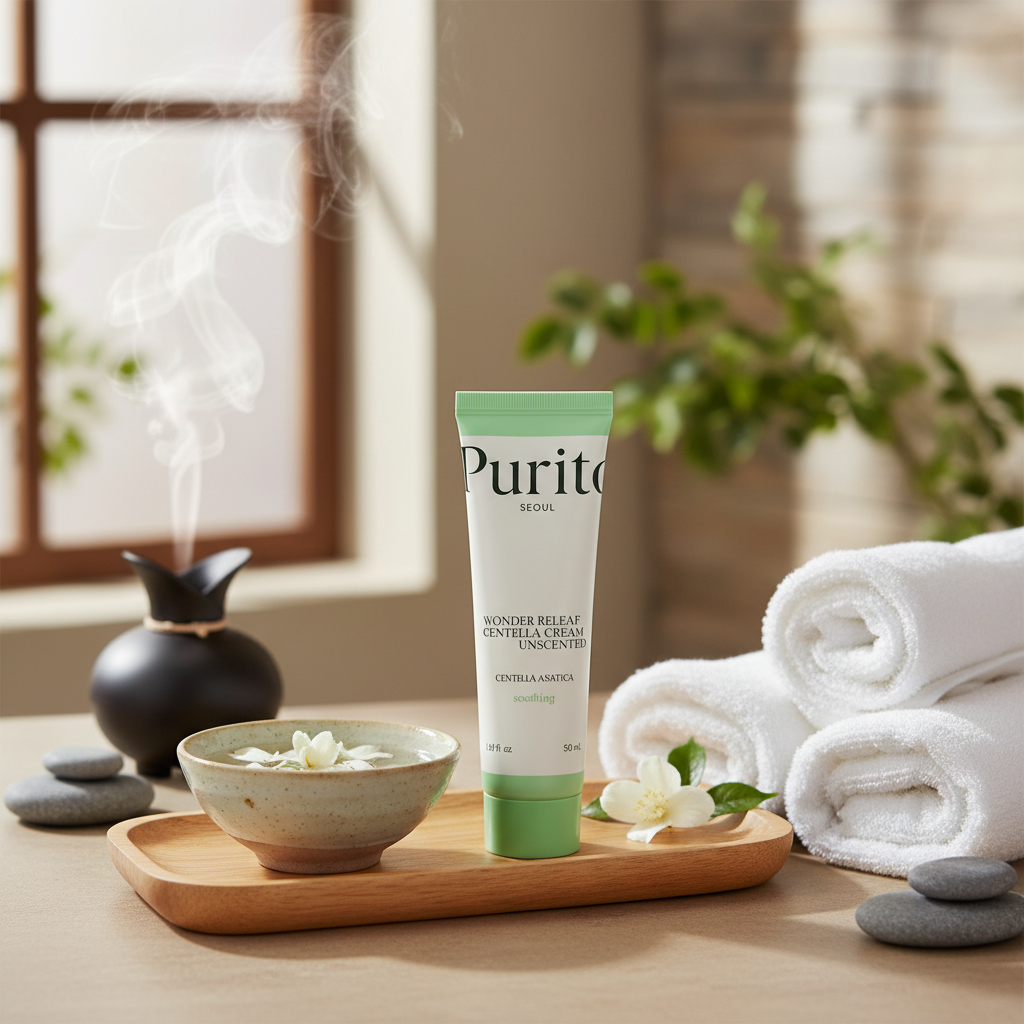 PURITO SEOUL - WONDER RELEAF CENTELLA CREAM UNSCENTED - Zklidňující krém s Centellou pro citlivou a aknózní pleť bez parfemace 50 ml