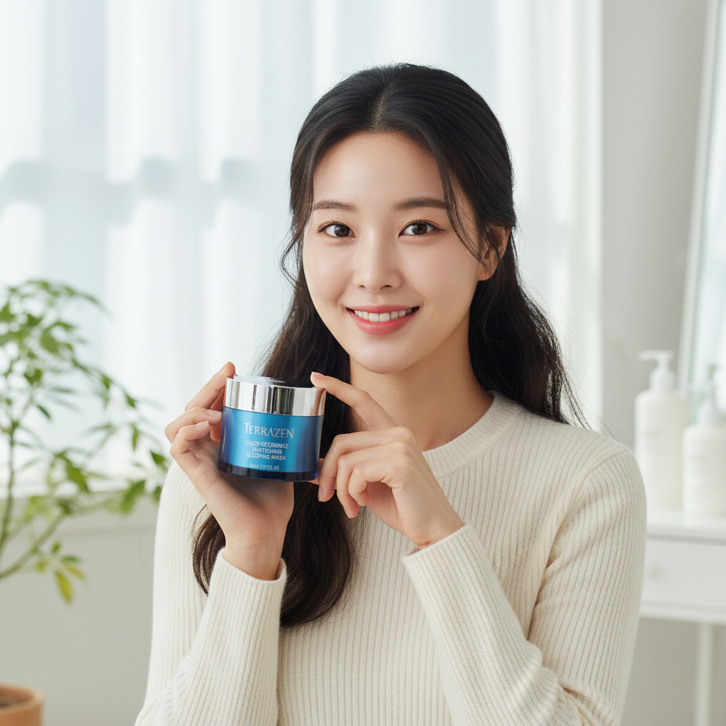 TERRAZEN - AQUA RECHARGE TREATMENT WHITENING SLEEPING MASK - Rozjasňující noční pleťová maska pro sjednocení tónu a hydrataci 80 ml