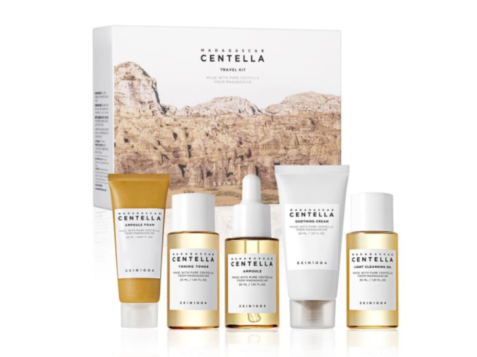 SKIN1004 - MADAGASCAR CENTELLA TRAVEL KIT - Cestovní sada se zklidňující Centellou pro kompletní péči o pleť 5 miniatur