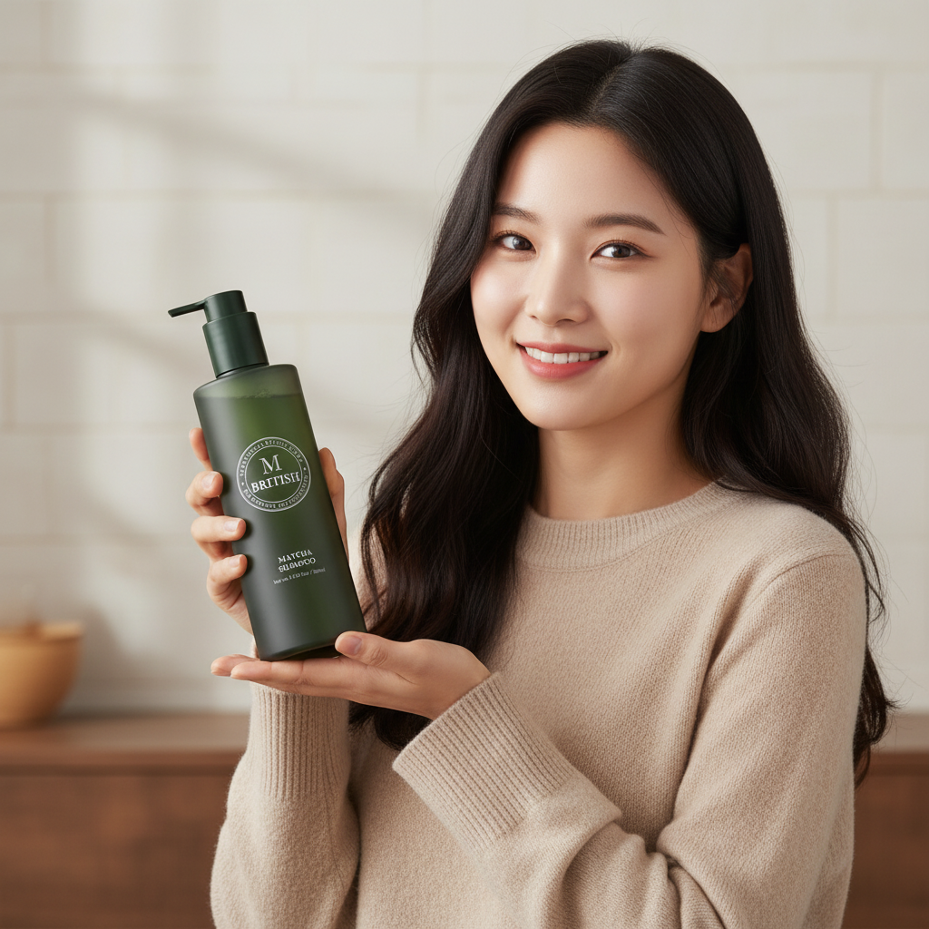 BRITISH M - MATCHA SHAMPOO - Korejský posilující šampon s matchou proti vypadávání vlasů 350 ml