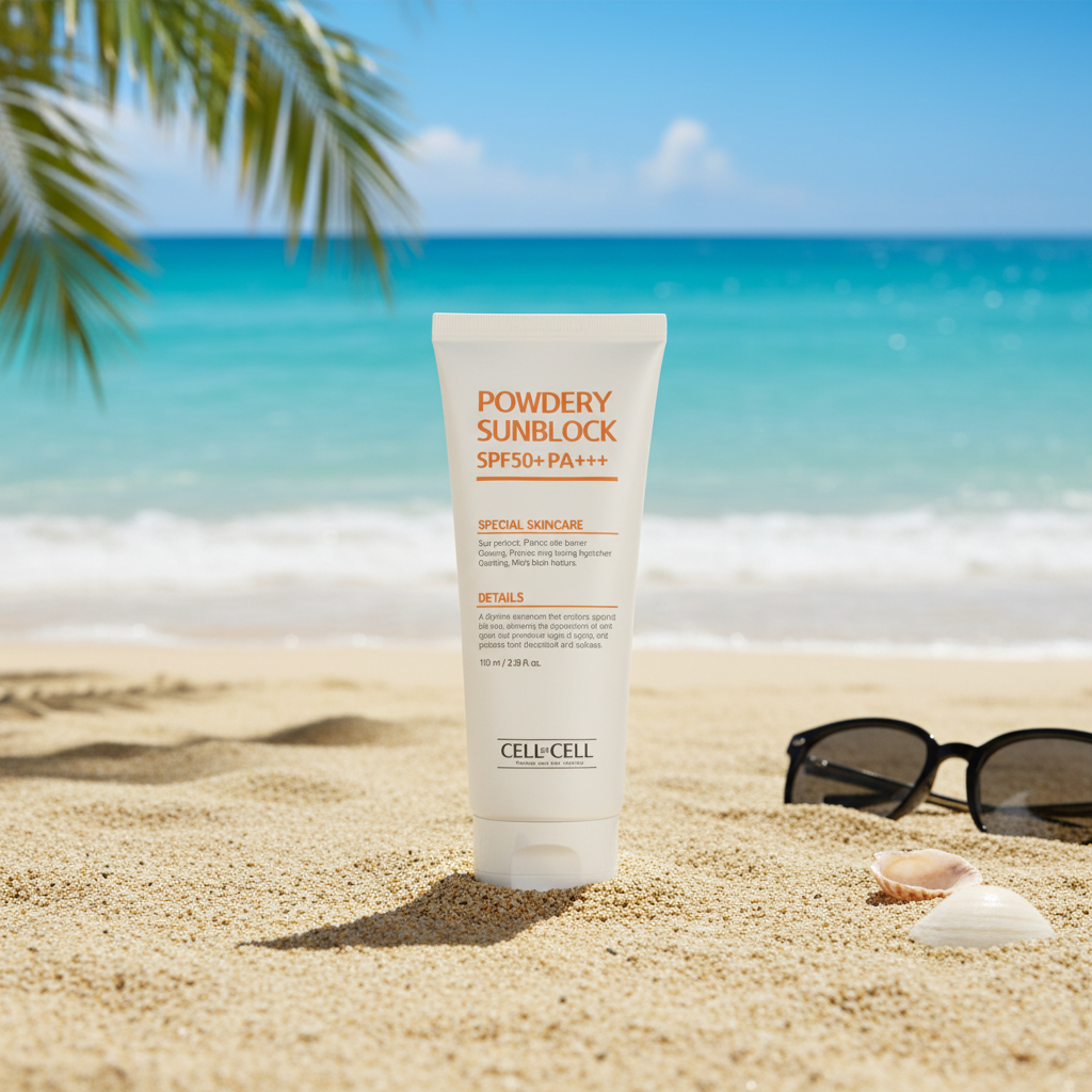CELL BY CELL - POWDERY SUNBLOCK SPF50+ PA+++ - Lehký 100% minerální opalovací krém 100 ml