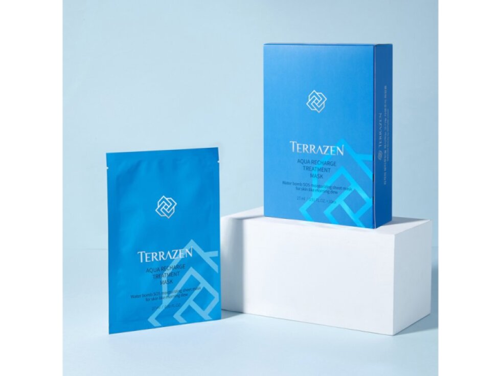 TERRAZEN - AQUA RECHARGE TREATMENT MASK - Hydratační textilní pleťová maska pro okamžité zklidnění a intenzivní hydrataci 27 ml