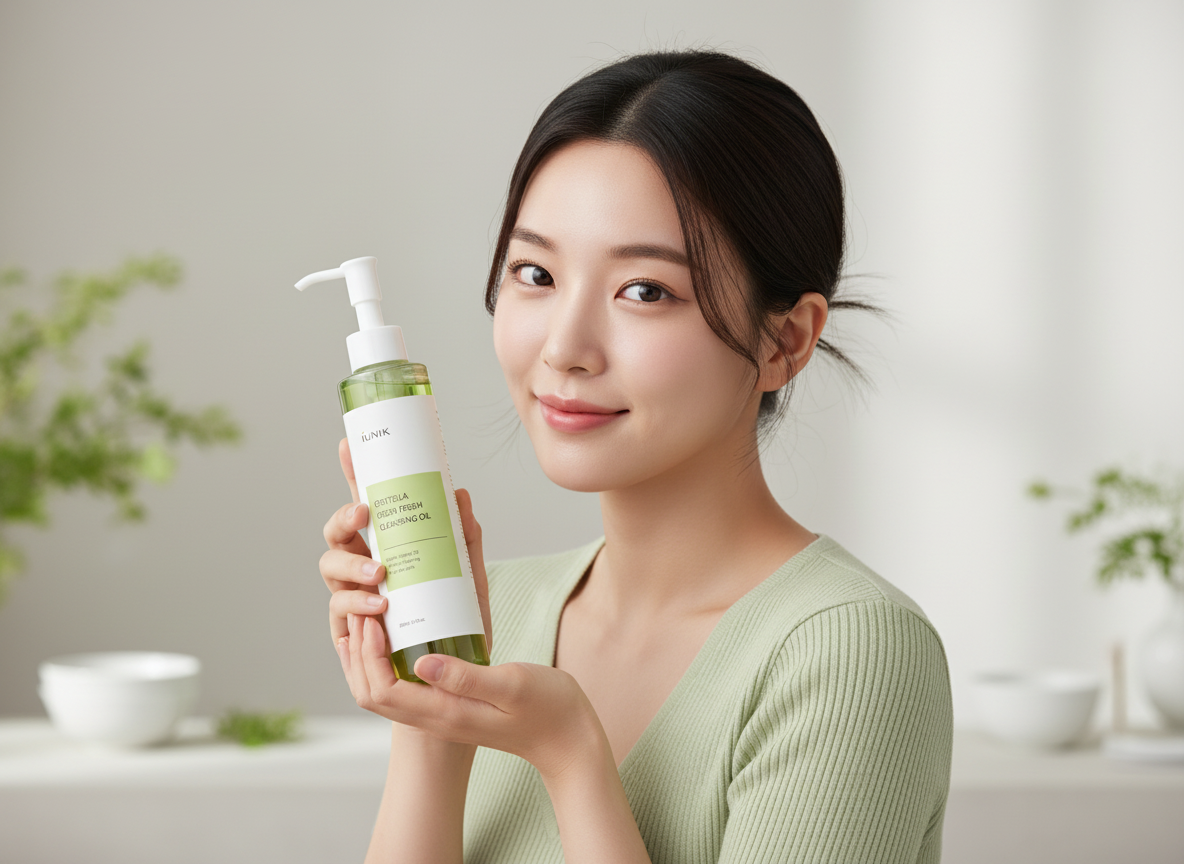 iUNIK - CENTELLA GREEN FRESH CLEANSING OIL - Jemný odličovací olej s centellou pro citlivou a problematickou pleť 200 ml