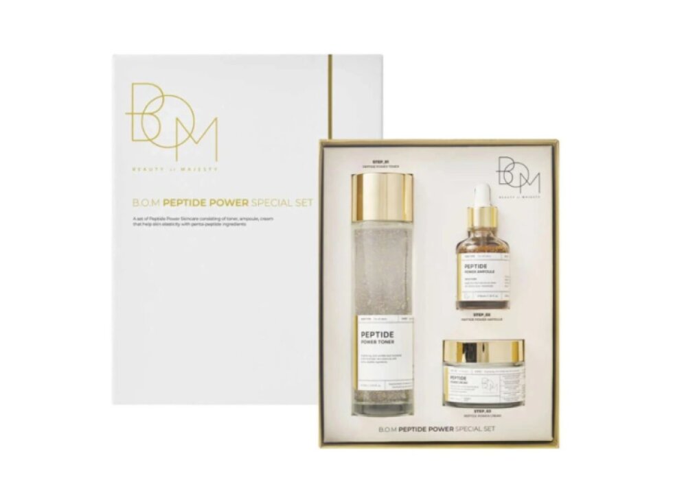 B.O.M. - PEPTIDE POWER SPECIAL SET - Luxusní protivrásková sada s peptidy a čistým zlatem 3 produkty