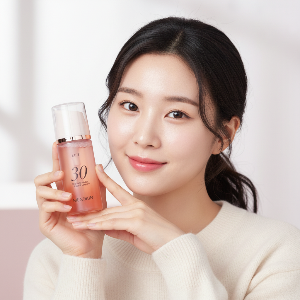 MENOKIN - 30 SECOND QUICK BUBBLE MASK LIFT - 30sekundové liftingové bublinkové sérum v masce s veganským kolagenem 95 ml