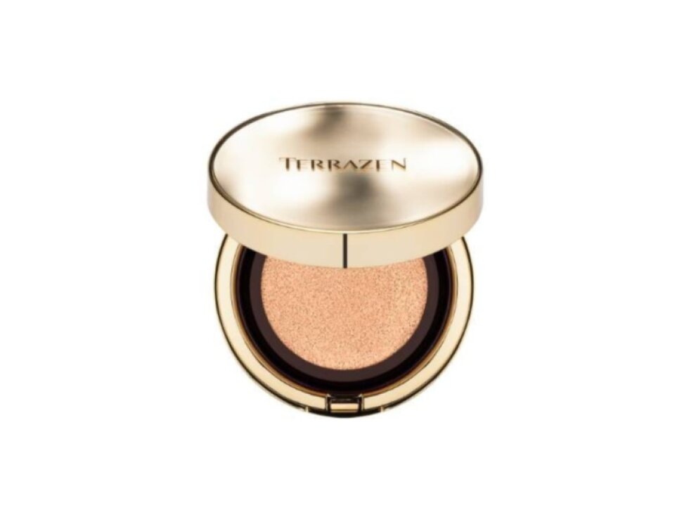 TERRAZEN - PERFEC FINISH CUSHION - Perfektně krycí cushion make-up s anti-aging účinkem a SPF50+ PA++++ Odstín 21 Light Beige 15 g + náhradní náplň 15 g