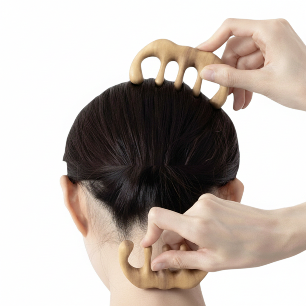 Benton - Scalp Brush Massager - Dřevěný masážní kartáč na pokožku hlavy s 8 výstupky