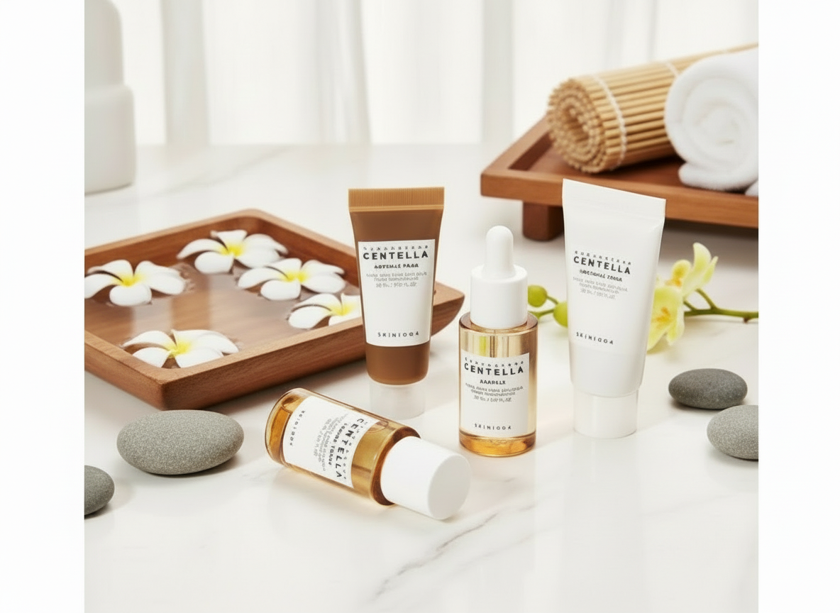 SKIN1004 - MADAGASCAR CENTELLA TRAVEL KIT - Cestovní sada se zklidňující Centellou pro kompletní péči o pleť 5 miniatur