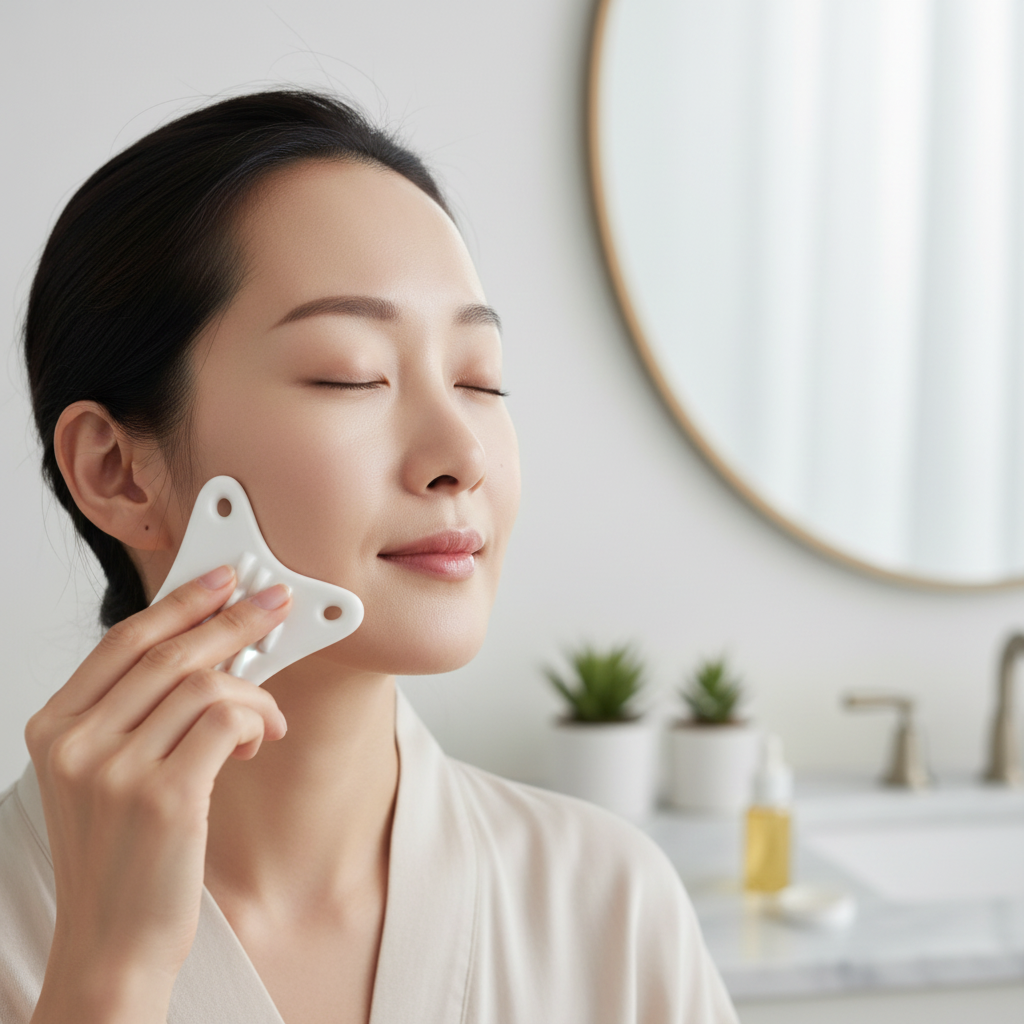 Returniti - Mini Guasha - Ručně vyráběná porcelánová gua sha pro masáž obličeje i těla