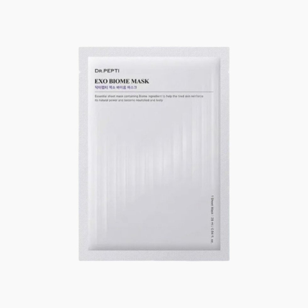 Dr. PEPTI – Exo Biome Mask – Regenerační plátýnková maska pro glass skin efekt 28 ml