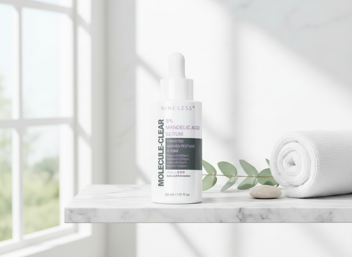 NINE LESS - MOLECULE CLEAR 5% MANDELIC ACID SERUM - Jemné exfoliační sérum s 5% kyselinou mandlovou pro citlivou a problematickou pleť 30 ml