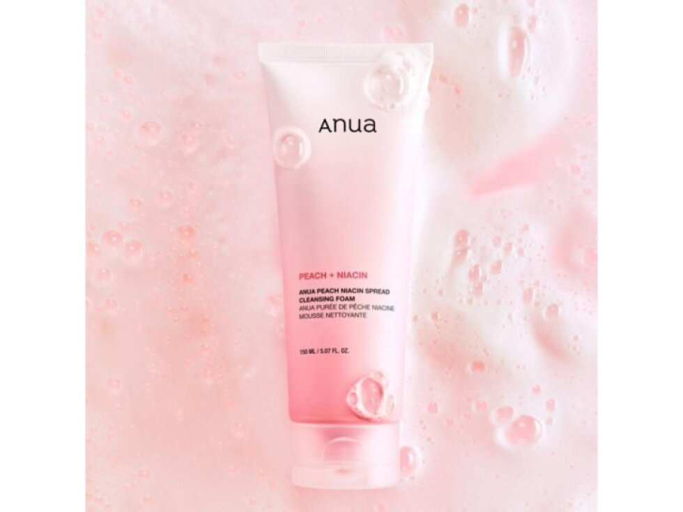 ANUA - PEACH NIACIN SPREAD CLEANSING FOAM - Jemná rozjasňující čisticí pěna s broskví a niacinamidem 150 ml
