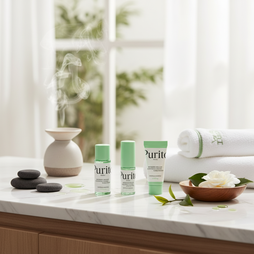 PURITO SEOUL – WONDER RELEAF CENTELLA MINI KIT UNSCENDED – Zklidňující mini sada s Centella Asiatica pro citlivou pleť bez parfemace