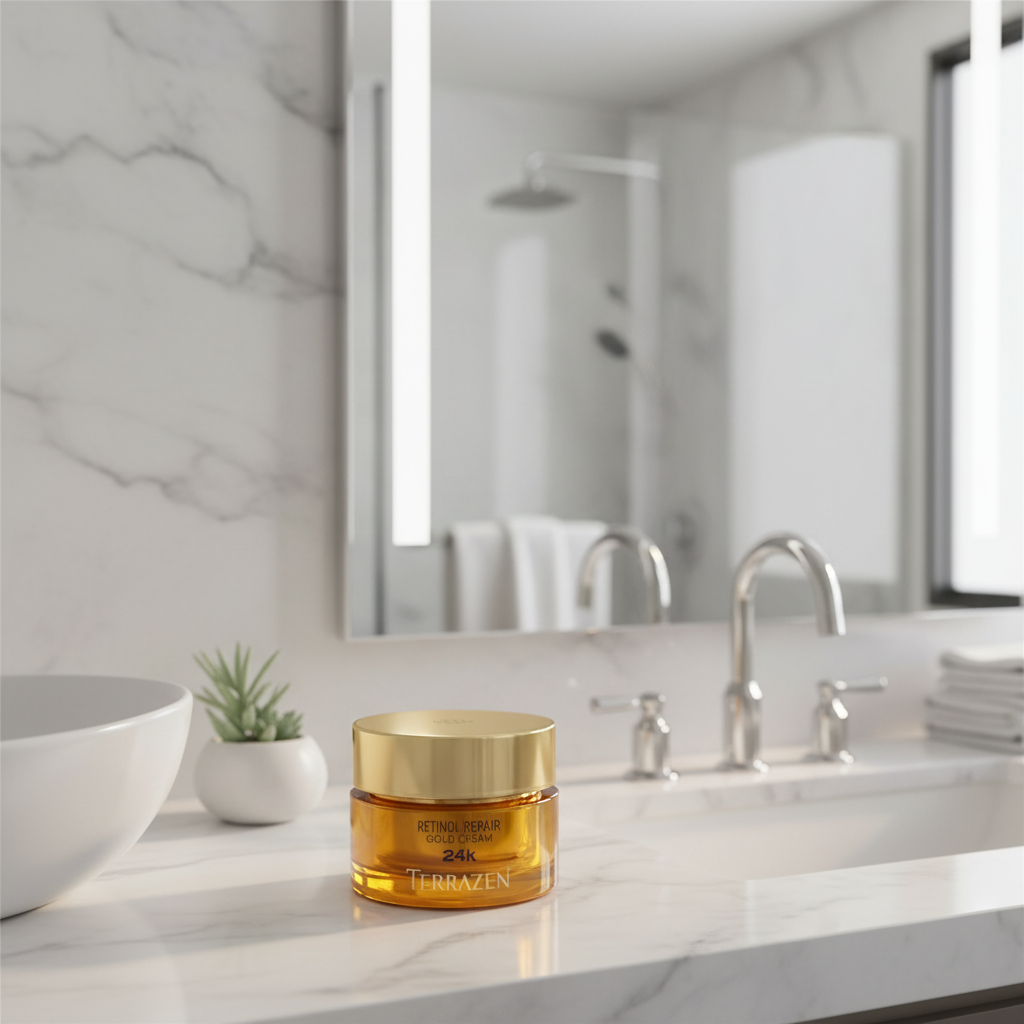 TERRAZEN - RETINOL REPAIR GOLD CREAM - Luxusní protivráskový krém s multi-retinolem, 24k zlatem a peptidy 50 ml
