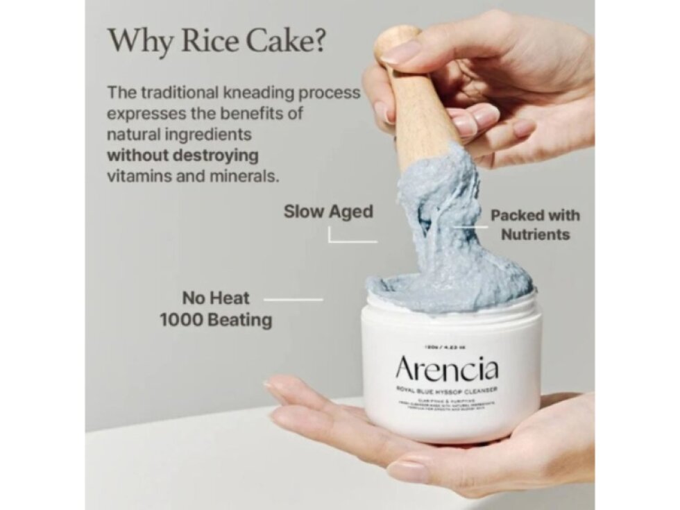 ARENCIA - FRESH BLUE HYSSOP RICE MOCHI CLEANSER - Zklidňující čisticí gel s rýžovým pudrem a hyssopem 120 g