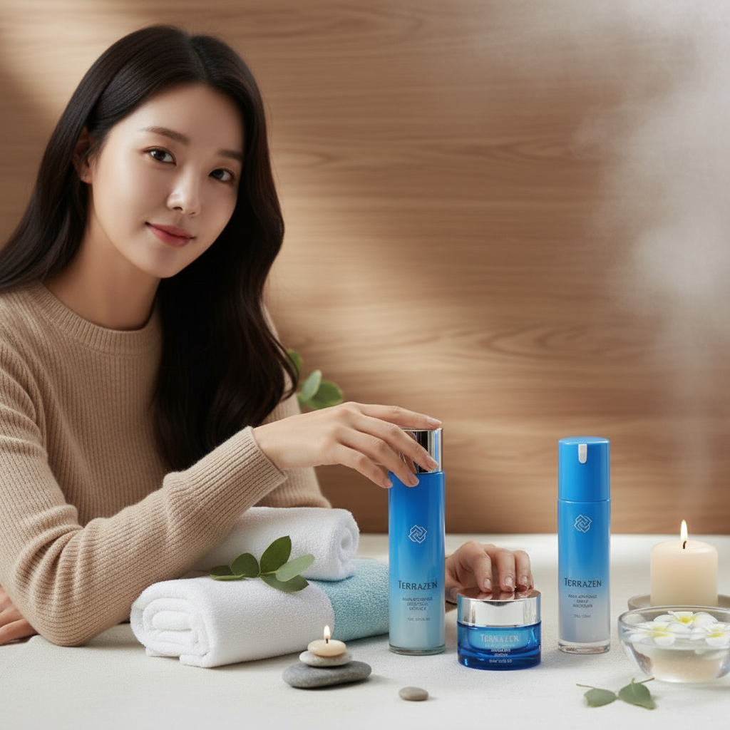 TERRAZEN - AQUA RECHEARGE SPECIAL SET - Hydratační dárková sada pro okamžitý komfort, obnovu bariéry a dlouhodobou hydrataci pleti 3 ks Limitovaná edice