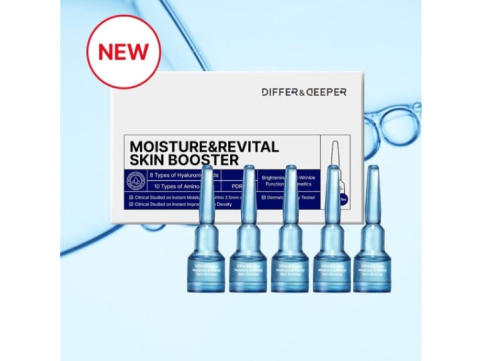 DIFFER & DEEPER - MOISTURE & REVITAL SKIN BOOSTER STARTER PACK - Intenzivní hydratační booster s PDRN a vitaminy 5×2 ml