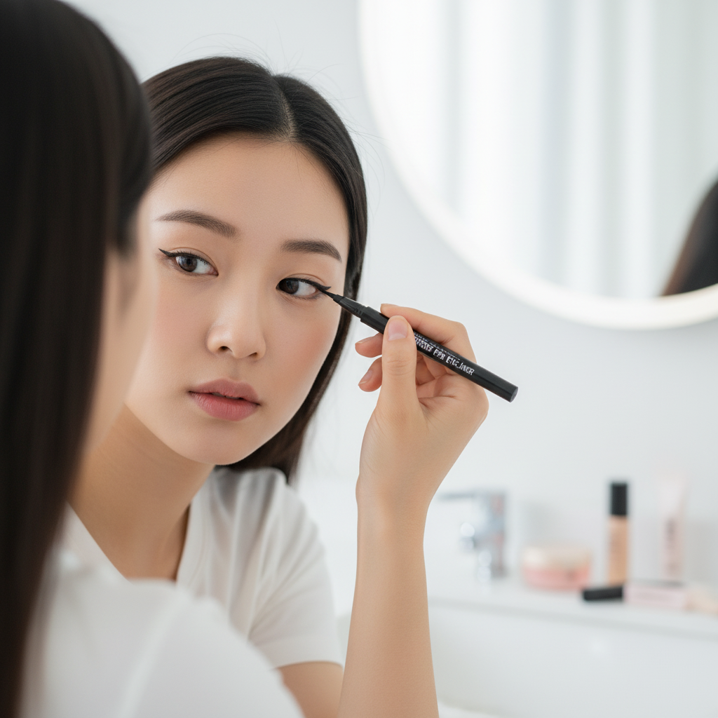 B.O.M Wonderproof Pen Eye Liner - Voděodolná oční linka v peru pro precizní a dlouhotrvající líčení ČERNÁ