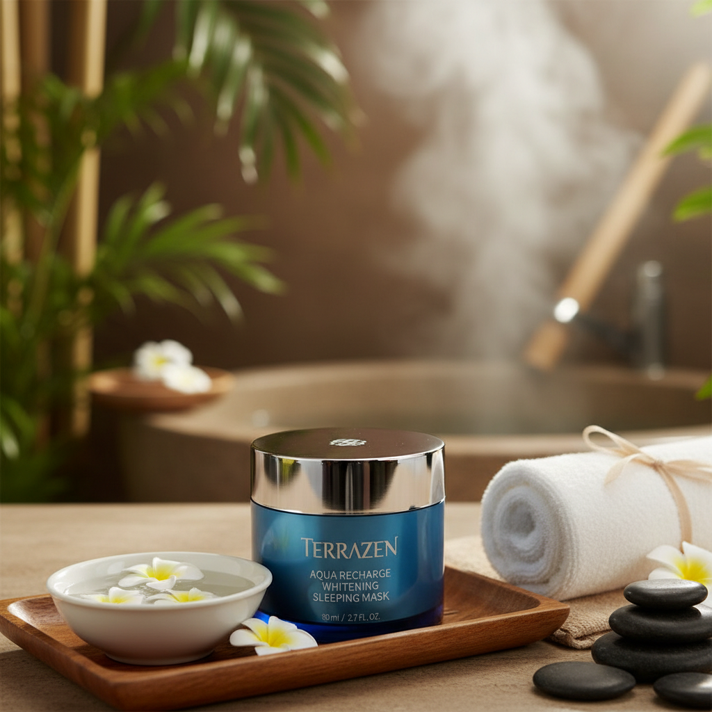 TERRAZEN - AQUA RECHARGE TREATMENT WHITENING SLEEPING MASK - Rozjasňující noční pleťová maska pro sjednocení tónu a hydrataci 80 ml