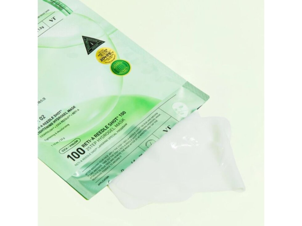 VT - RETI-A REEDLE SHOT 100 2 STEP HYDROGEL MASK - Dvoukroková regenerační hydrogelová maska s retinoidy a CICA REEDLE™ 1,5 g a 33 g