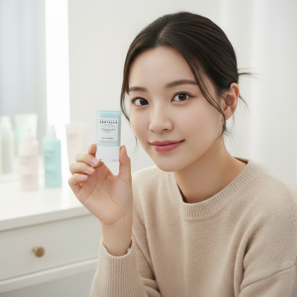 SKIN1004 - MADAGASCAR CENTELLA HYALU CICA SILKY FIT SUN STICK - Ultralehký opalovací stick s vysokou ochranou a zklidňujícím účinkem SPF 50+ PA++++ 7 g MINI VELIKOST