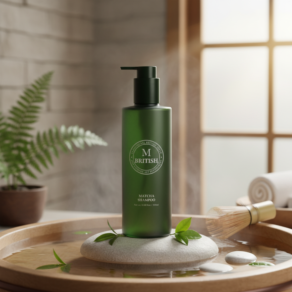 BRITISH M - MATCHA SHAMPOO - Korejský posilující šampon s matchou proti vypadávání vlasů 350 ml
