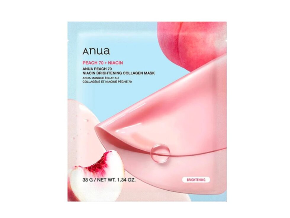 ANUA - PEACH 70 NIACIN BRIGHTENING COLLAGEN MASK - Rozjasňující hydrogelová maska s 70% extraktem z broskví, kolagenem a niacinamidem 38 ml