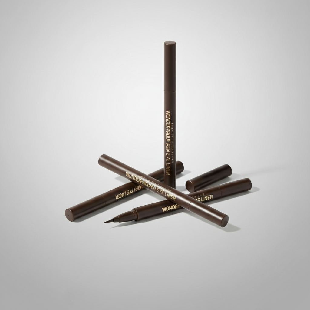 B.O.M Wonderproof Pen Eye Liner - Voděodolná oční linka v peru pro precizní a dlouhotrvající líčení HNĚDÁ