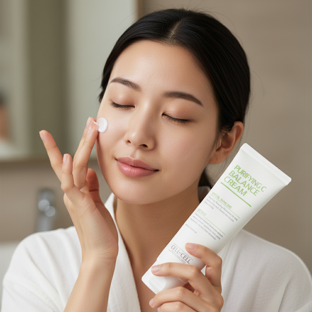 Cell By Cell - Purifying & Calming Routine Set - Salonní péče pro mastnou a aknózní pleť s extrakty tea tree, centella asiatica a kyselinou hyaluronovou 4 produkty