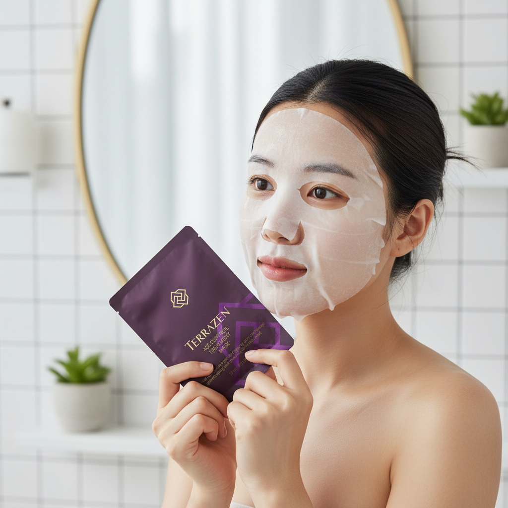 TERRAZEN - AGE CONTROL TREATMENT MASK - Liftingová textilní anti-age pleťová maska proti vráskám 27 ml