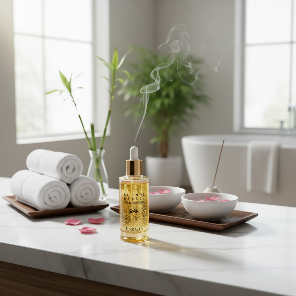 TERRAZEN - RETINOL REPAIR GOLD AMPOULE 24K - Pleťové sérum s retinolem a 24k zlatem 50 ml