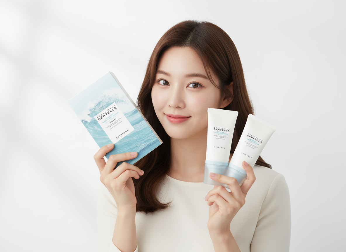 SKIN1004 - MADAGASCAR CENTELLA HYALU CICA WATER FIT SUN SERUM TWIN PACK - Ultralehké hydratační opalovací sérum pro každodenní ochranu pleti SPF 50+ PA++++ dvojbalení 2 x 50 ml