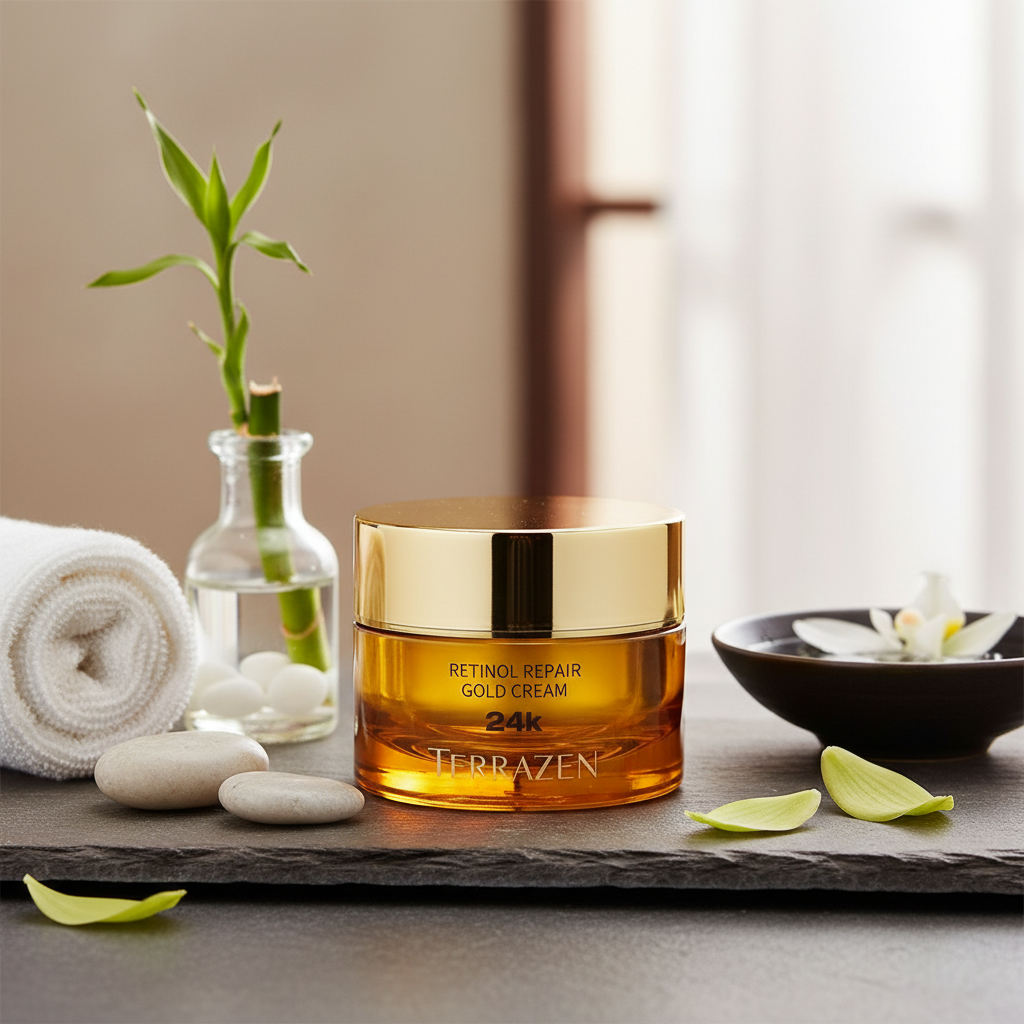 TERRAZEN - RETINOL REPAIR GOLD CREAM - Luxusní protivráskový krém s multi-retinolem, 24k zlatem a peptidy 50 ml