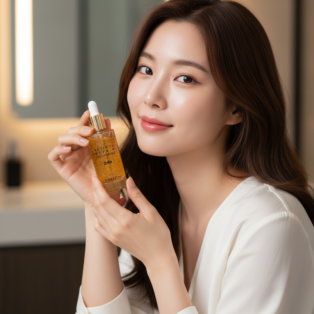 TERRAZEN - RETINOL REPAIR GOLD AMPOULE 24K - Pleťové sérum s retinolem a 24k zlatem 50 ml
