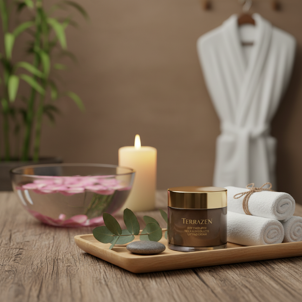 TERRAZEN - EGF THERAPY NECK & DECOLLETE LIFTING CREAM - Intenzivní liftingový krém na krk a dekolt s EGF a Volufilinem pro pevnější kontury a vyhlazenou pokožku 100 g