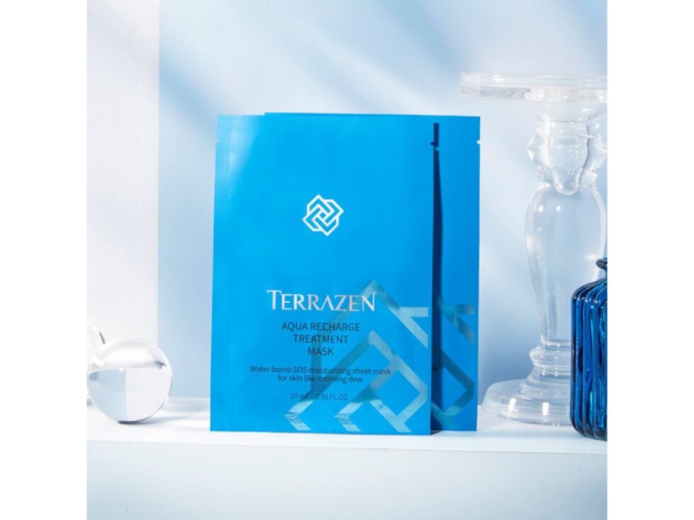TERRAZEN - AQUA RECHARGE TREATMENT MASK - Hydratační textilní pleťová maska pro okamžité zklidnění a intenzivní hydrataci 27 ml