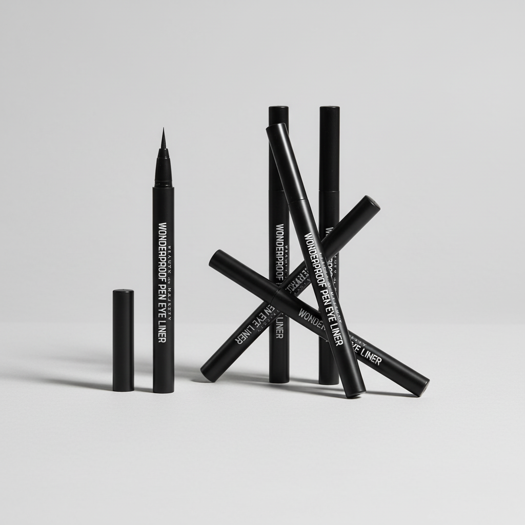 B.O.M Wonderproof Pen Eye Liner - Voděodolná oční linka v peru pro precizní a dlouhotrvající líčení ČERNÁ