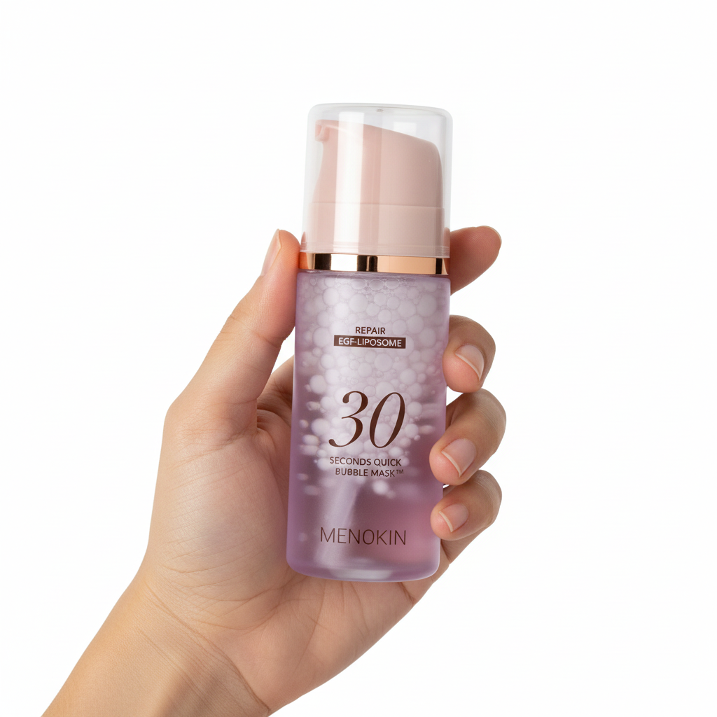 MENOKIN - 30 SECOND QUICK BUBBLE MASK REPAIR - 30sekundové regenerační bublinkové sérum v masce s EGF liposomy 95 ml