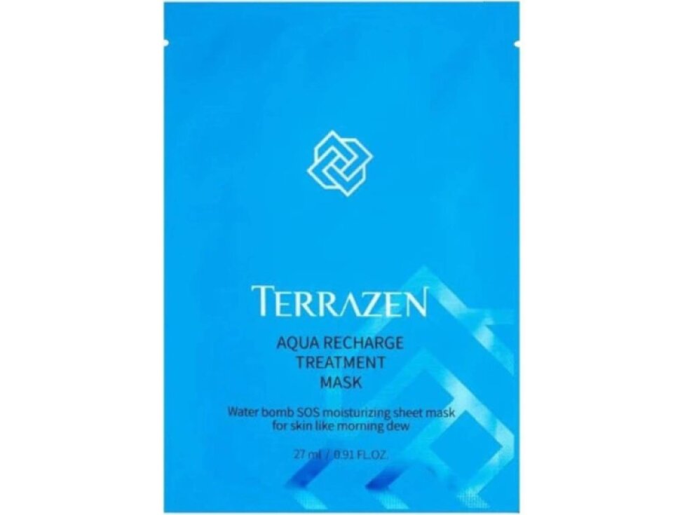 TERRAZEN - AQUA RECHARGE TREATMENT MASK - Hydratační textilní pleťová maska pro okamžité zklidnění a intenzivní hydrataci 27 ml