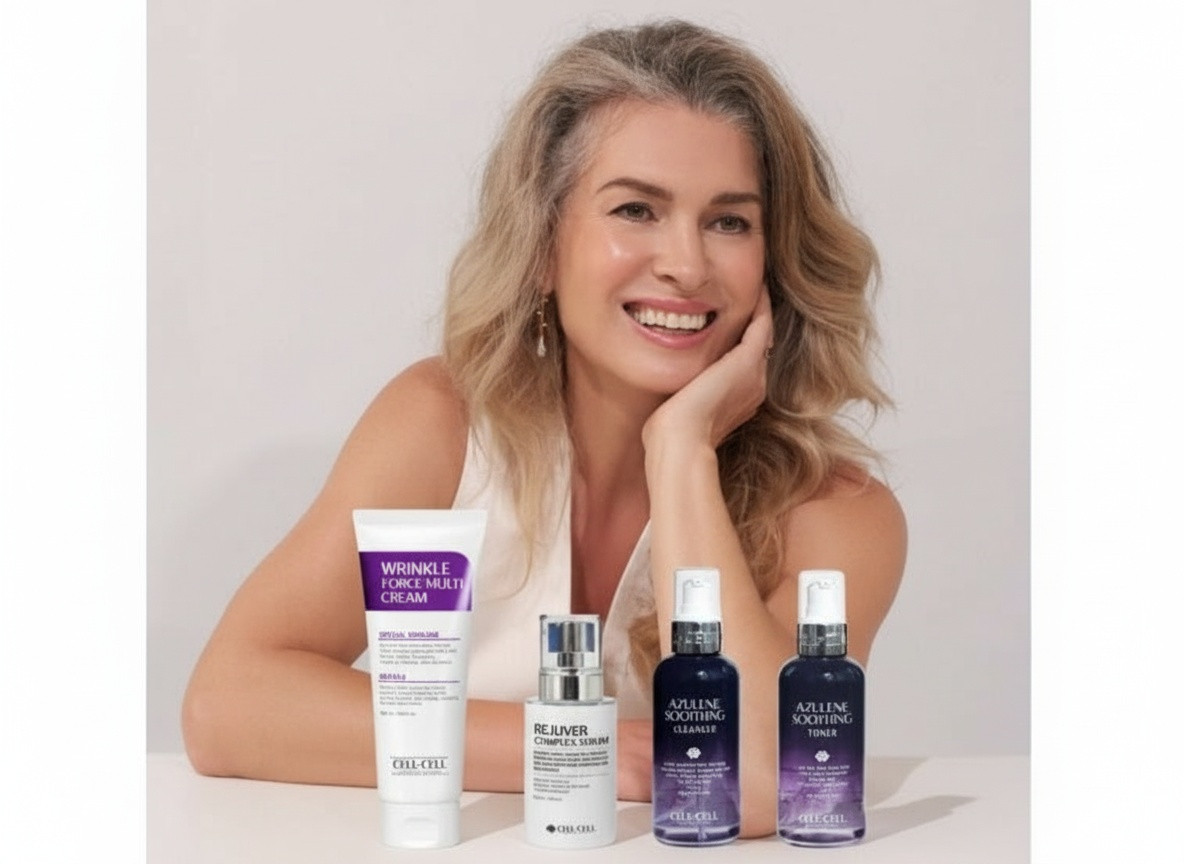 CELL BY CELL - ANTI-AGE SET AZULENE - Luxusní protivrásková sada s azulenem, peptidy a kolagenem 4 produkty