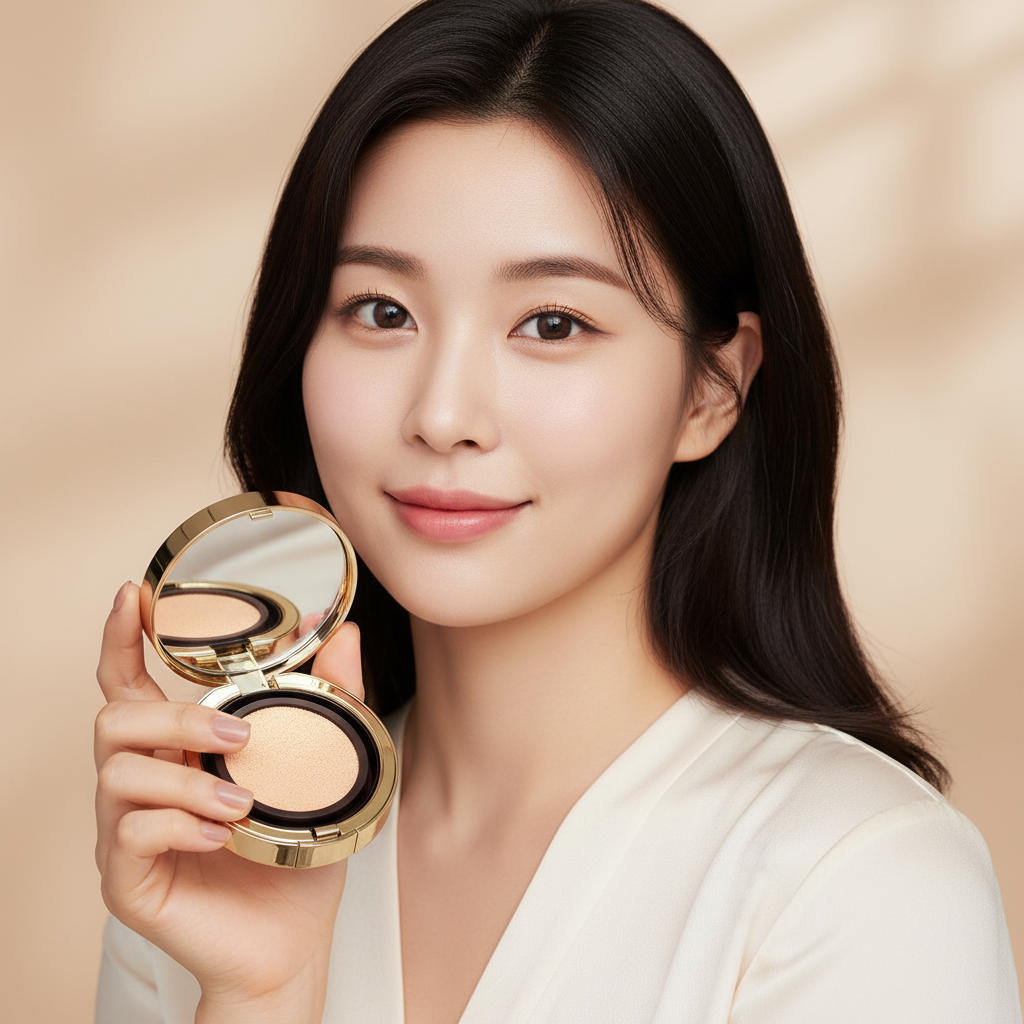 TERRAZEN - PERFEC FINISH CUSHION - Perfektně krycí cushion make-up s anti-aging účinkem a SPF50+ PA++++ Odstín 21 Light Beige 15 g + náhradní náplň 15 g