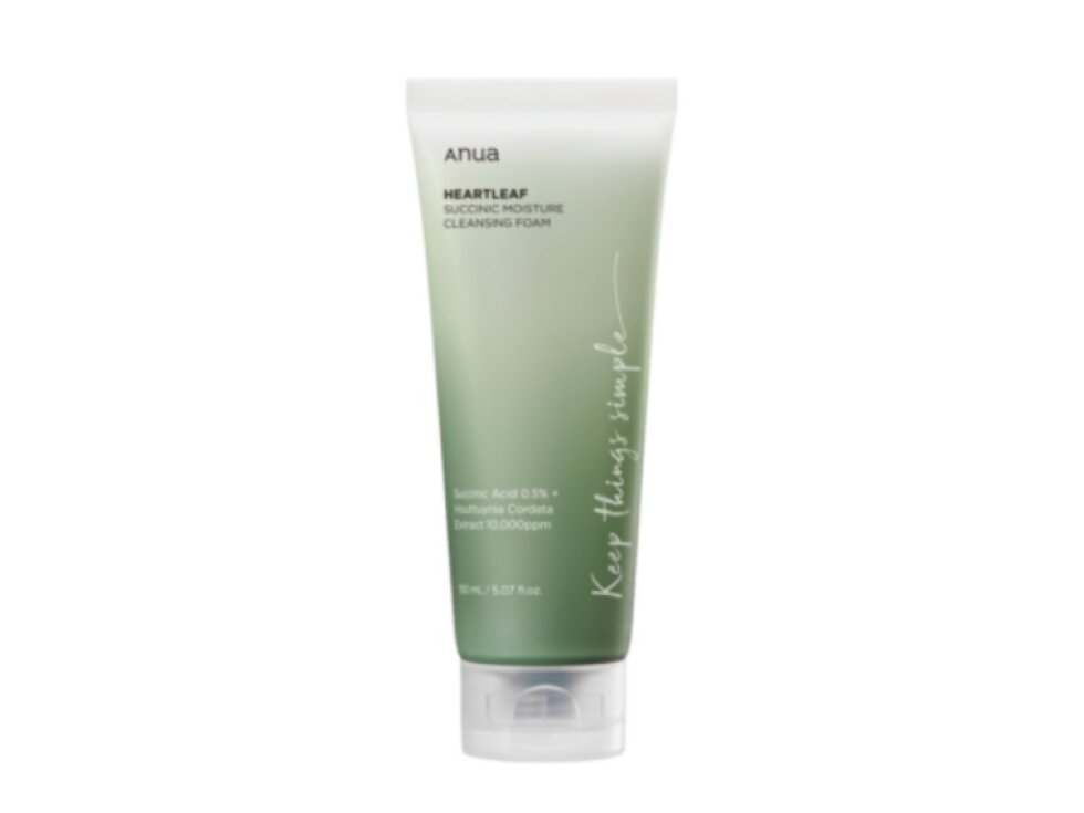ANUA - HEARTLEAF SUCCINIC MOISTURE CLEANSING FOAM - Čisticí pěna s pH 5,6 pro ochranu kožní bariéry 150 ml