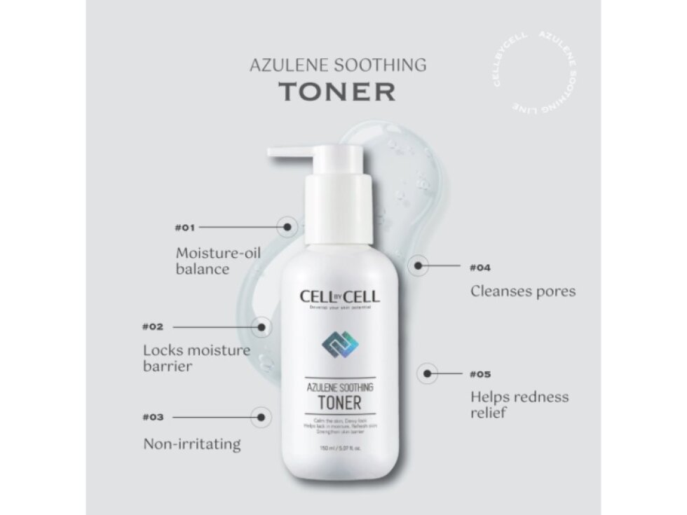CELL BY CELL - AZULENE SOOTHING TONER - Hydratační zklidňující pleťový toner 160 ml
