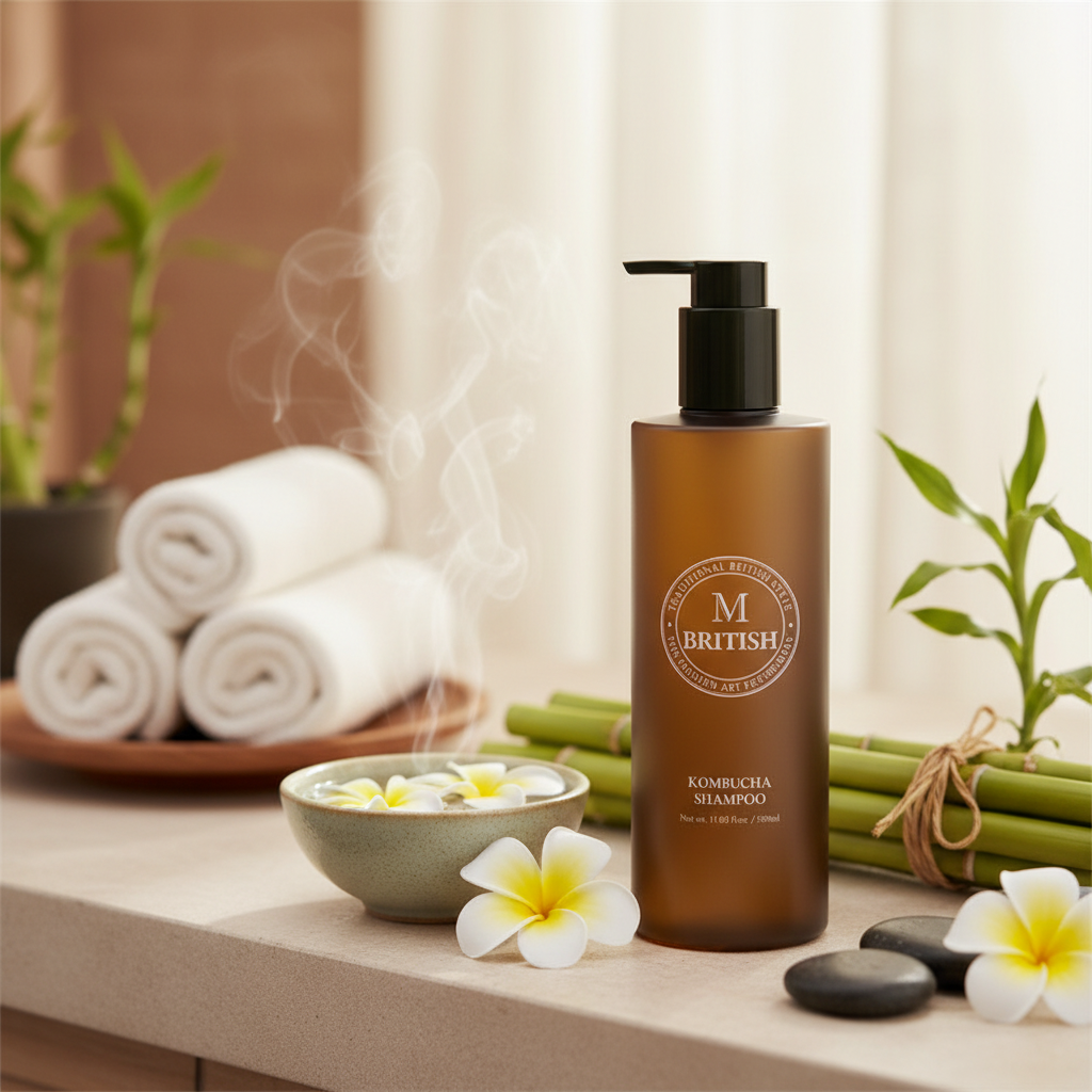 BRITISH M - KOMBUCHA SHAMPOO - Korejský vlasový šampon bez silikonů proti vypadávání vlasů 350 ml