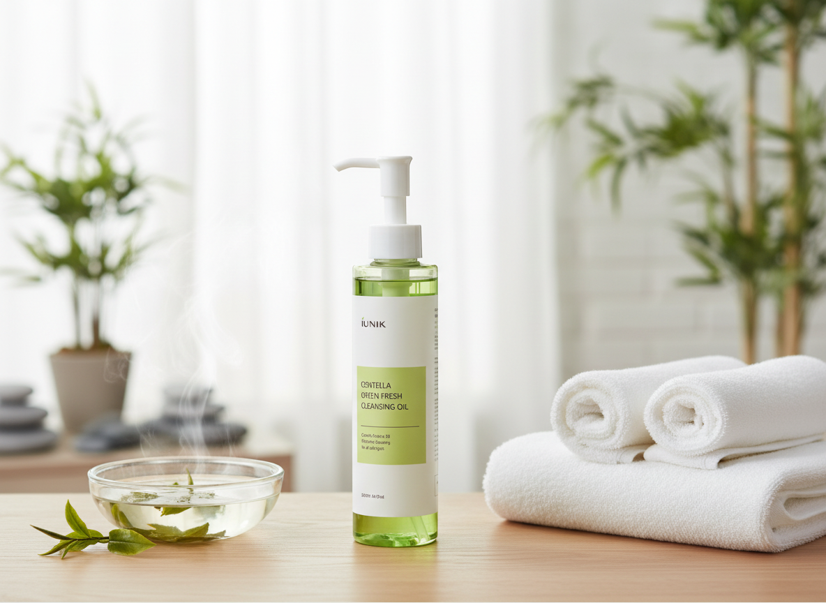 iUNIK - CENTELLA GREEN FRESH CLEANSING OIL - Jemný odličovací olej s centellou pro citlivou a problematickou pleť 200 ml