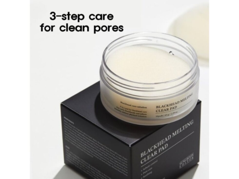 SUNGBOON EDITOR - BLACKHEAD MELTING CLEAR PAD - Čisticí rozpuštěcí tamponky na černé tečky a ucpané póry 30 ks
